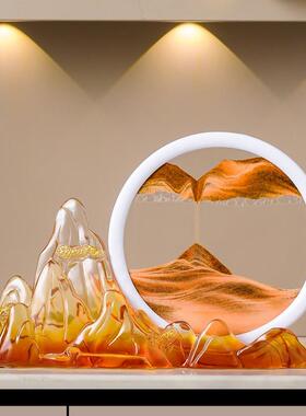 gslslsh新中式假山客流沙摆轻奢高档厅玄关电视柜直播间办公件室