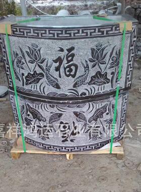 专业生产青石鱼缸天然青石石雕鱼缸花盆造景摆件家用养花养鱼门海
