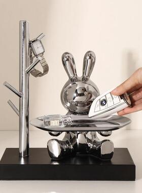 创意入户鞋柜玄关兔子钥匙收纳摆件现代家居客厅电视柜桌面装饰品