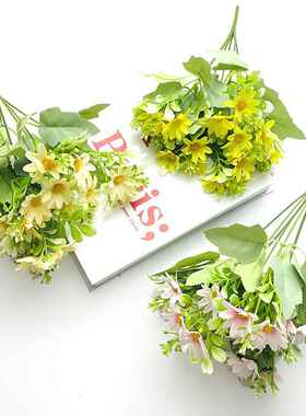 仿真太阳菊小把花 洋甘菊假花跨境把束 家居装饰塑料插花摆件