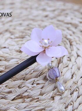 Vintage Wooden Hair Chinese Style Flower Hairpin With Tasse