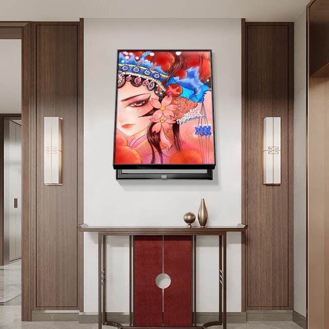 Internet celebrity drama Chinese character strong and weak electricity decorative painting vertical box restaurant with meter electric box blocking painting Beijing Hua Dan diamond inlaid trend