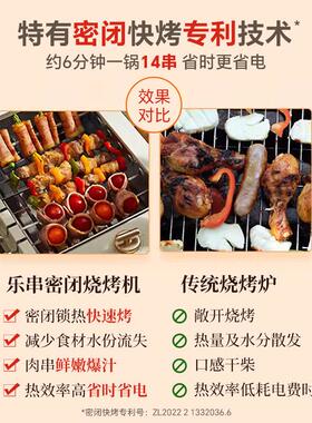 乐串电烤炉烤机机家用烤AS8肉电烤盘自动旋转串烧机烧功能电烤锅