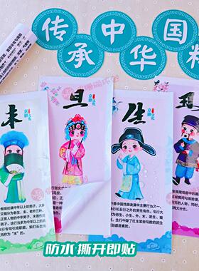 幼儿园京剧主题墙布置生旦净末丑脸谱环创非遗文化装饰成品墙贴画