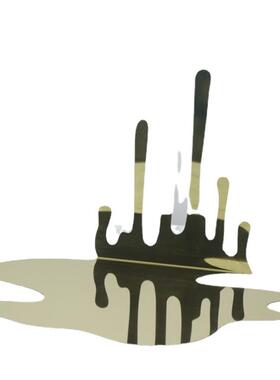 现代简约不锈钢抽象水摆件客厅样板间玄关办公室书房时尚轻装饰品