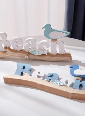 地中海创意小鸟沙滩椅摆件家居电视柜酒柜装饰品树枝小鸟客厅摆设