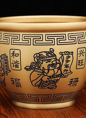 黄铜福禄寿铜缸浮雕精雕金属工艺品铜缸纯铜五路财神缸