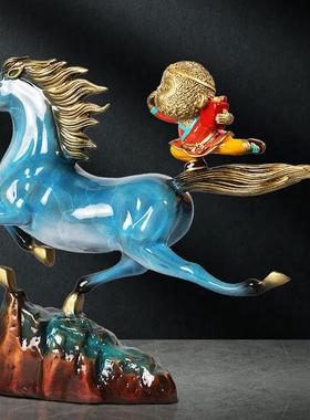 铜制马上封侯摆件马招财猴客厅玄关办公室摆设乔迁升职礼品发顺丰