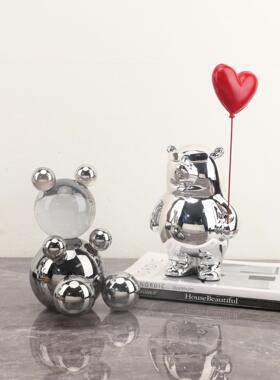 现简约心气球爱熊摆代件样板房客厅装玄关儿童房家居桌面婚0392礼