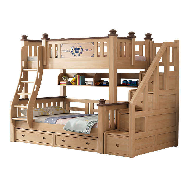 全实木上下床双层床榉木儿童高低床双人美式两层子母床上下铺木床,淘宝优惠券,粉丝福利购,淘宝优惠卷