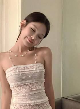 法式长款满天星珍珠项链女多层叠戴颈链配饰轻奢小众高级感锁骨链