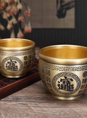纯黄铜招财米缸百福缸聚宝盆桌面小摆件烟灰缸书房装饰品招财米缸