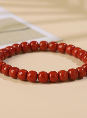 天然南红老型桶串四川凉山九口料年满本肉川料老型柿子红手命玛瑙