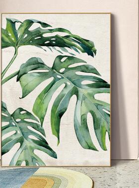 绿色植物玄关装饰画现代简约客厅沙发背景墙北欧家大业大落地挂画