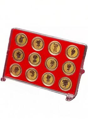 纪念币金箔摆件套装百福装饰摆件