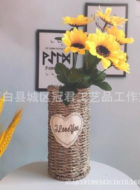 花瓶批发编织花篮水草装饰摆件