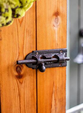 掬涵铸铁插销加厚明装全铁插锁门栓门窗彷古门扣古典厚实门插防盗