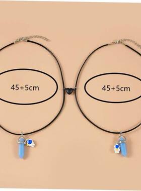 2PCS Luminous Hexagonal Column Couple Magnetic Necklace for