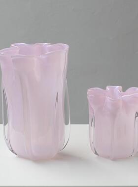 现代简约样板间白菜花瓣琉璃花瓶餐厅客厅玄关台面玻璃装饰花瓶