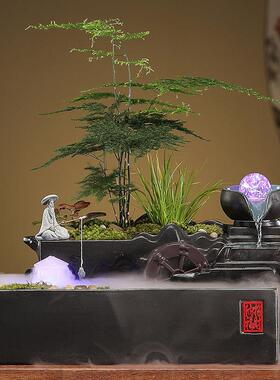 招财流水摆件水循环风水客厅创意家居加湿器水晶球装饰品开业礼物