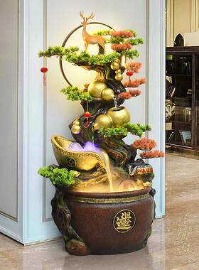 流水生财摆件循环水落地风水轮客厅招财办公室装饰水景乔迁开 业