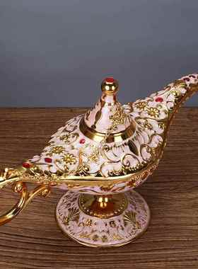 阿拉丁神灯摆件大号许愿灯金属家居酒柜装饰品乔迁礼物阿拉伯神灯