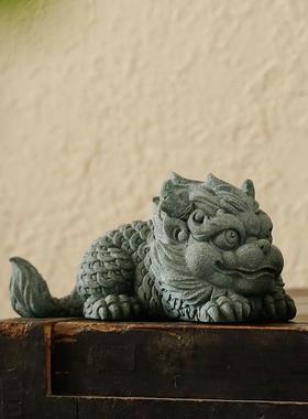 创国潮精貔貅品茶宠摆件家鱼居客厅青砂石瑞兽麒麟tb-69340水族意