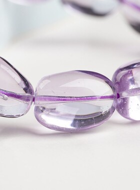 2026月屿水晶7A级天然冰种紫水晶随型手链女手工切角紫水晶手串女