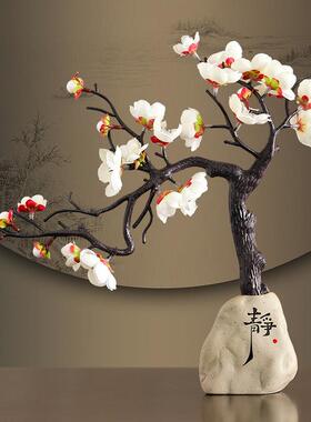 唐艺创意腊梅中式摆件家居装饰品工艺品客厅书房酒柜卧室摆设饰品