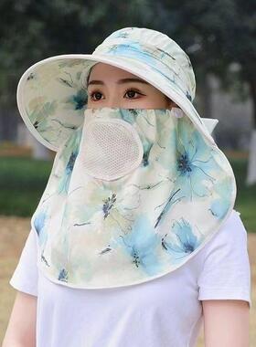 夏季女太阳帽遮阳帽防风遮脸帽子