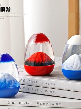 创意沙漏摆件网红火山喷发油滴网红计时器水液体爆发雪山富士山