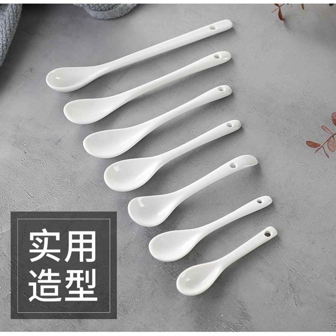 咖啡小勺子陶瓷家用长柄成人勺调料调羹搅拌勺可爱婴儿喂养小勺
