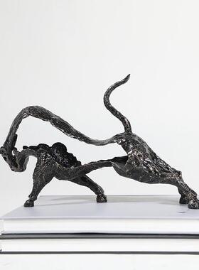 现代新中式动物牛摆件合金酒店餐厅书房样板间玄关装饰品工艺摆设