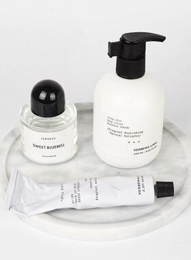 样板间卫生间浴室摆件白色大理石托盘香水护手霜创意搭配组合北欧