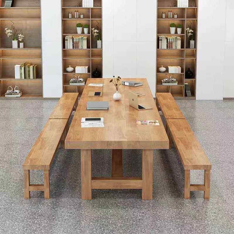 实木VHFlf会议桌工作台电脑o桌洽谈桌椅约办公桌简现代大型长条桌 - 图2