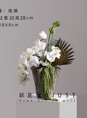 妖 轻YJBB2010石纹琉璃花瓶花花艺及 样板间会插奢所客厅前台软装