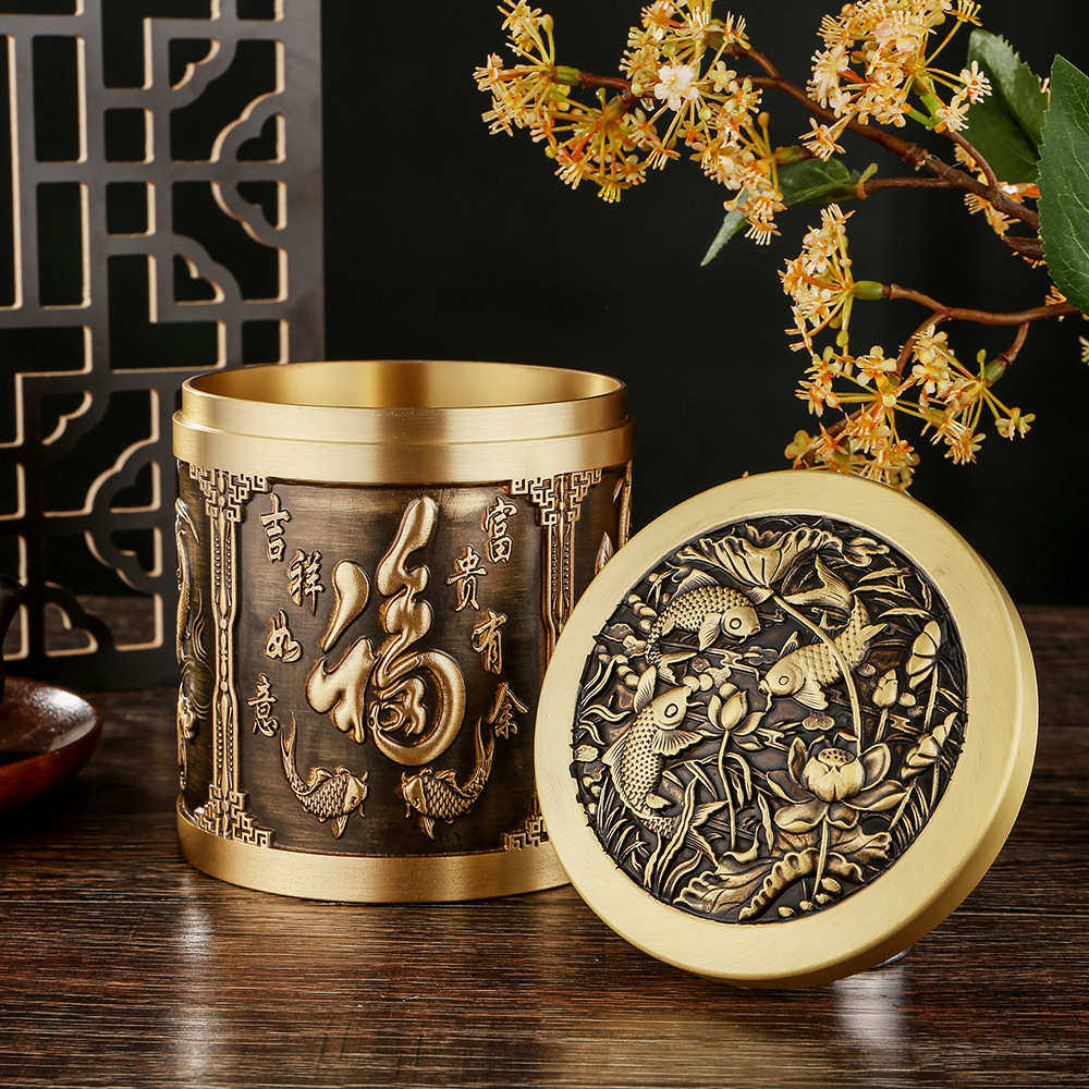 储批发防潮带米缸复古厂家礼品客厅防湿盖摆件中式物鱼茶叶罐富贵,淘宝优惠券,粉丝福利购,淘宝优惠卷