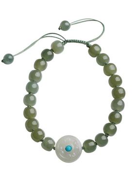 天然和田玉编织手链 祥云扣和田玉编织款伸缩绳