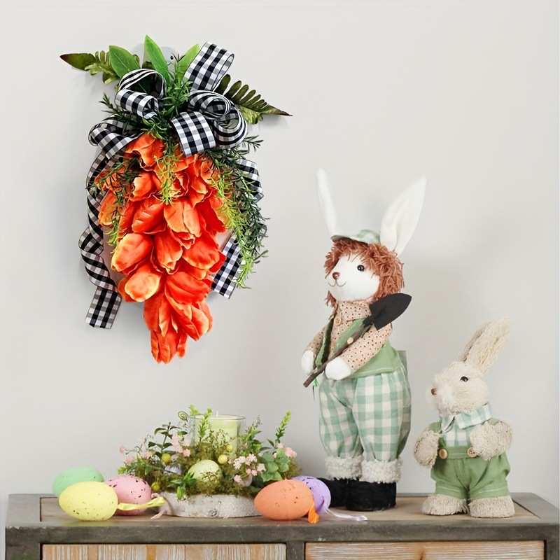 复活节胡萝卜倒挂花环2024背景墙装饰庭院大门挂壁挂装饰花圈 - 图0