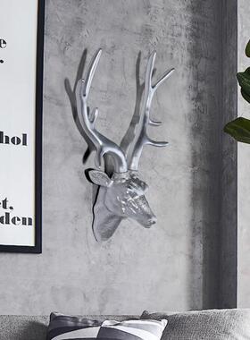 北欧古鹿头挂客厅玄关背景墙面软J817装复动物头壁挂件轻奢壁装饰