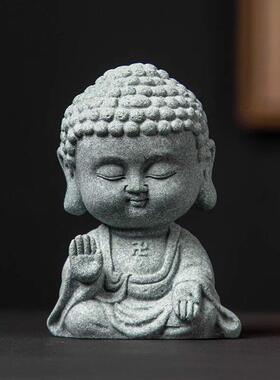 绿色砂岩景观佛像小饰品园艺盆景假山微景观造景如来茶宠物装饰品