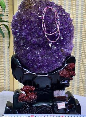 天然紫水晶原石乌拉圭紫晶块簇紫水晶洞聚宝盆钱袋子晶花奇石摆件