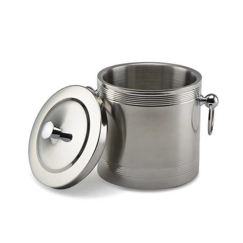 Macgle麦戈 直身螺纹双层保温不锈钢冰桶  酒店客房用冰粒桶 1.0L,淘宝优惠券,粉丝福利购,淘宝优惠卷