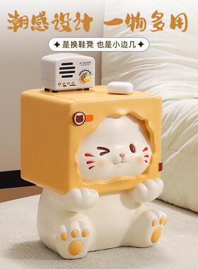 可爱换猫咪鞋GC7078凳家品用门口凳用子创意装饰摆件入户实乔迁新