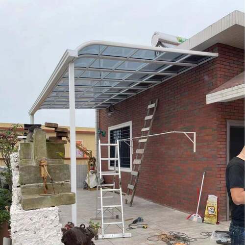 PC板铝合金露台别墅飘窗遮阳棚耐力蓬庭院楼顶露天雨棚屋檐窗台篷 - 图0