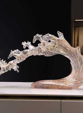 高档透明金大宏图家7128A居装饰摆件展马年玄关酒柜摆轻奢牛气冲