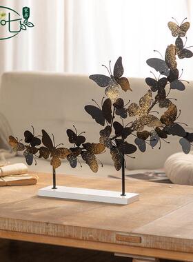 铁艺金属工艺品桌面摆件美式复古做旧蝴蝶造型装饰品婚庆背景摆设