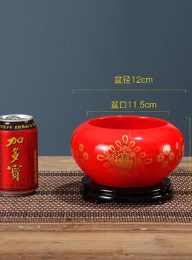 2025年接财神吉祥信物新春蛇年红色聚宝盆摆件招财聚财家居装饰品