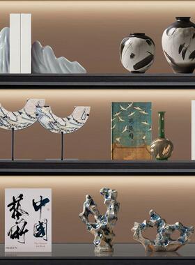 高墅端会室所别办公工艺FMS品新中式软装饰摆品茶室茶壶陶罐侘寂