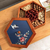 Su embroidery swing piece New Chinese solid wood embroidery fruit pan Xianghe Mudantu upscale New Years full box collection for gifts